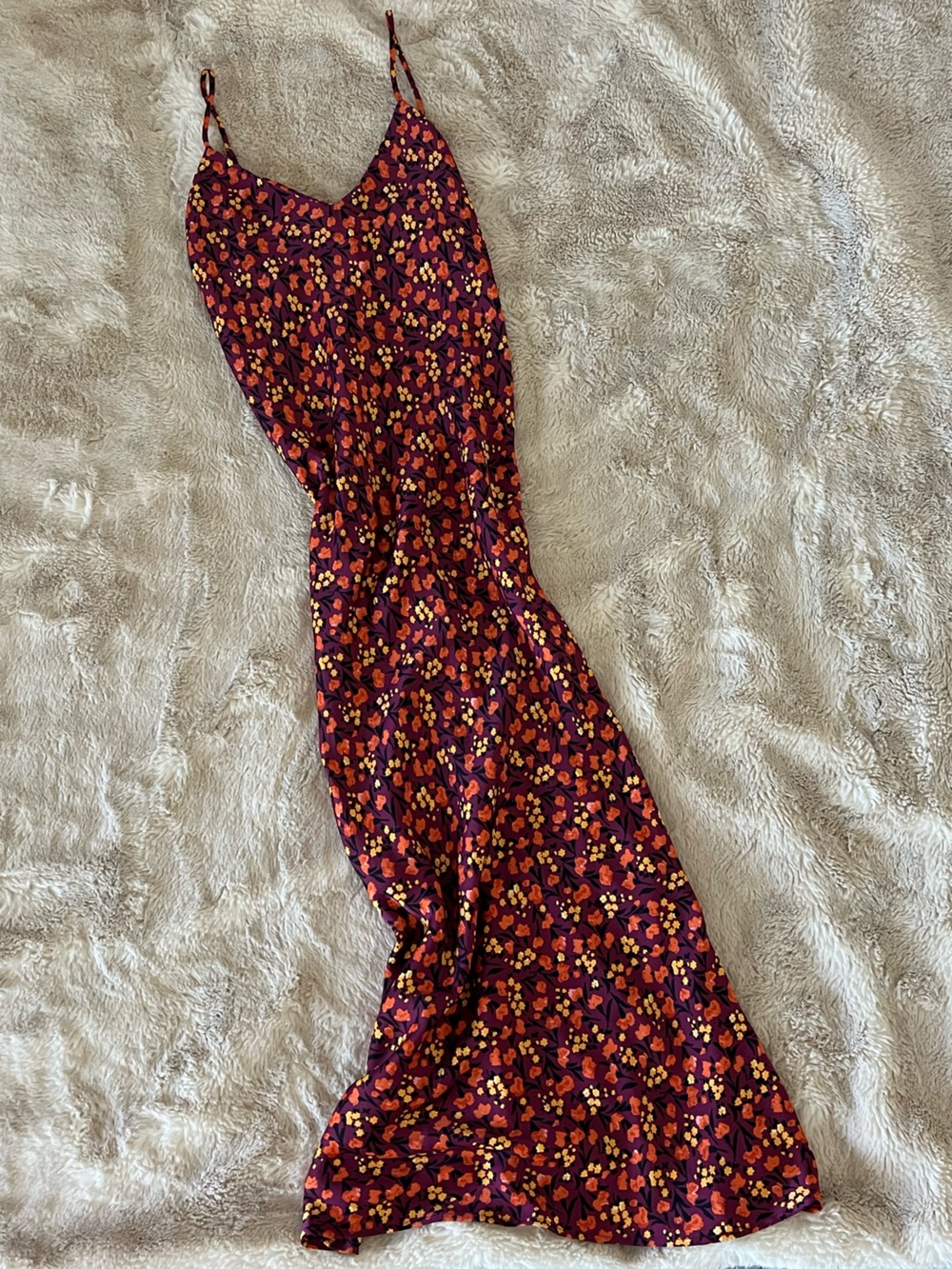 Zara Purple Slip Dress with Orange & Yellow Floral Print